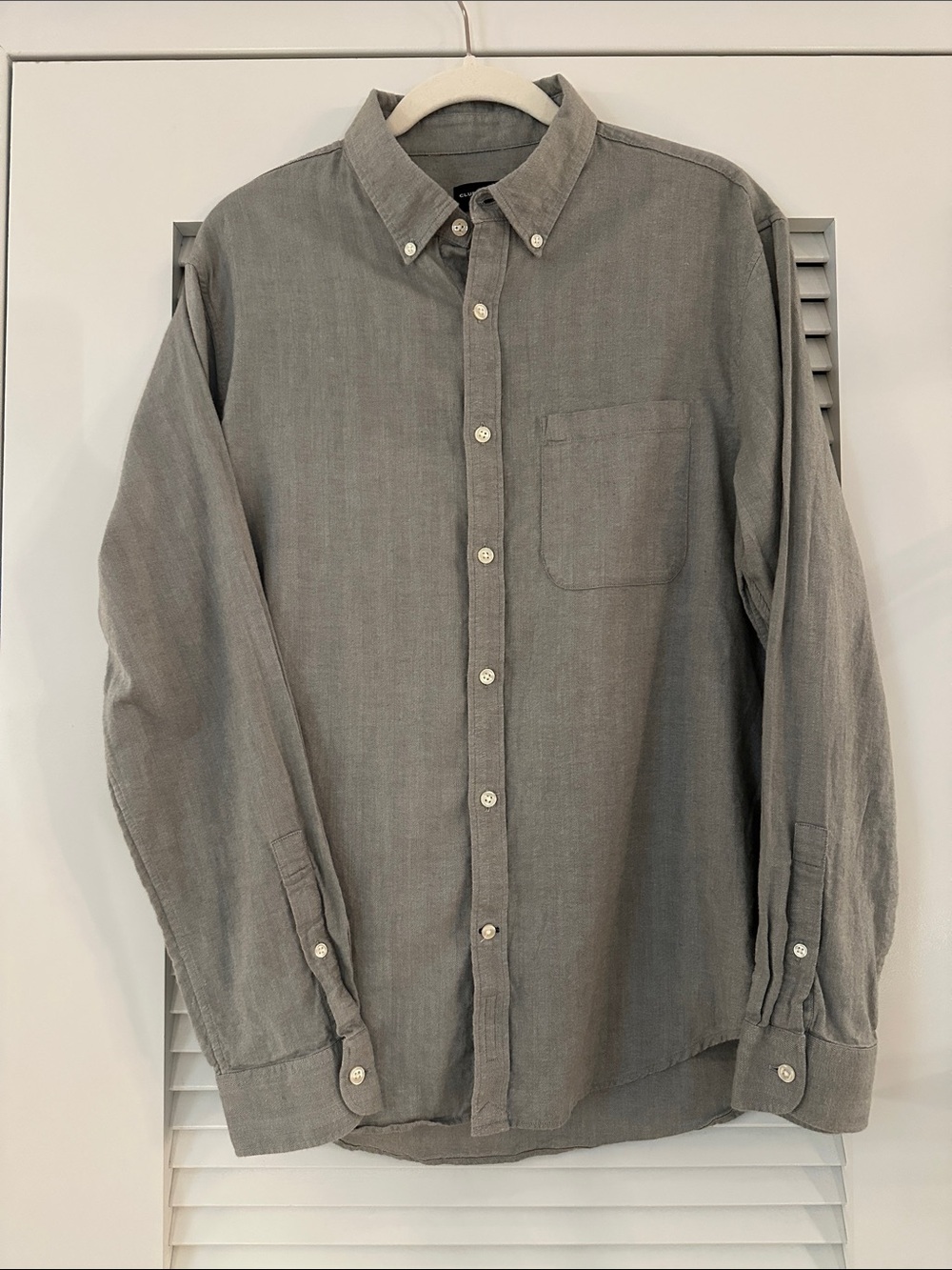 Club Monaco Slim Fit Gray Button Down Shirt Large 100% Cotton